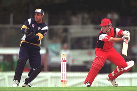 Davies plays a late cut, Victoria v South Australia, Mercantile Mutual Cup, 2000/01