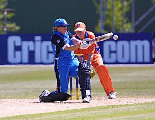 Barbara Daniels batting against the Netherlands