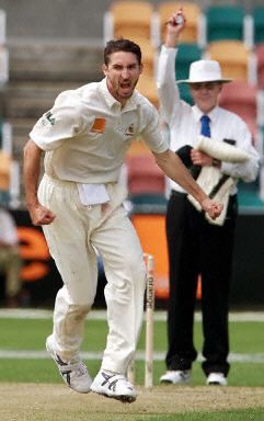 Jason Gillespie sees umpire Smeaton give Richardson out lbw