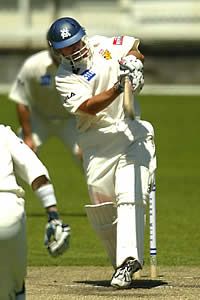 Arnberger in action during the Pura Cup match against Tasmania