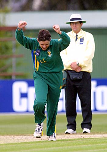 Van der Merwe celebrates as another England wicket falls