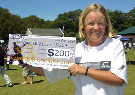 Player of the Match Campbell after her remarkable bowling figures of 10 overs for 3 runs