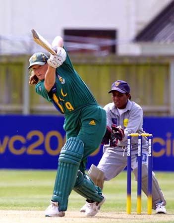 Davies with a lovely drive in her innings of 24