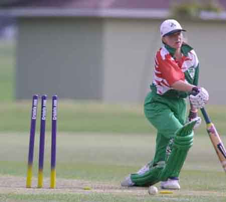 Ireland's Saibh Young run out as the bails and ball tell the story
