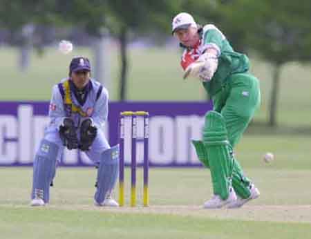 Sandra Dawson hits out in the final stages of the match -- she made 10*