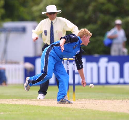 English bowler Melissa Reynard fields off her own bowling