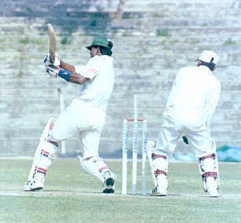 Rajesh Borah plays the pull shot