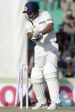 Siddiqui is bowled by Matthew Hoggard
