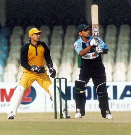 Naumanullah blasts a delivery through the legside